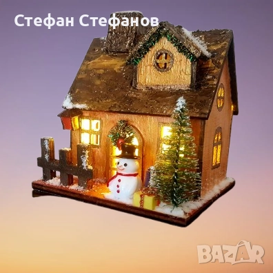 Коледна дървена къщичка, снимка 3 - Коледни подаръци - 52242205
