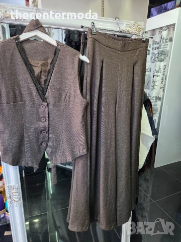 Кафяв сет с дантела, снимка 4 - Комплекти - 53536013