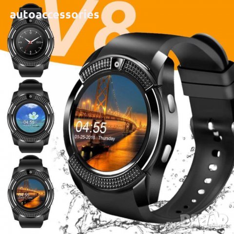 3000051185 Смарт часовник AMIO Smart watch V8 с bluetooth, камера и SIM карта черен, снимка 3 - Смарт часовници - 27772911