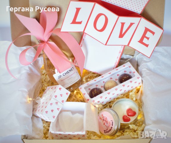 Подаръчна кутия за св.Валентин "Вино и любов", снимка 5 - Романтични подаръци - 43869242