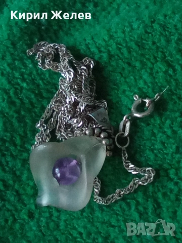 СРЕБЪРЕН ПЕНДАНТ ЦВЕТЕ КАМБАНКА с ВЕНЕЦИАНСКО СТЪКЛО МУРАНО и АМЕТИСТ с ВЕРИЖКА от СРЕБРО 925 49763, снимка 15 - Колиета, медальони, синджири - 50416535