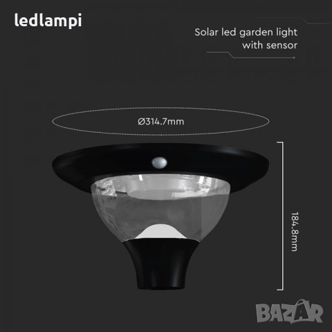 Соларно LED Градинско Тяло 15W Сензор Дистанционно CCT 3в1 IP65, снимка 10 - Соларни лампи - 40081002