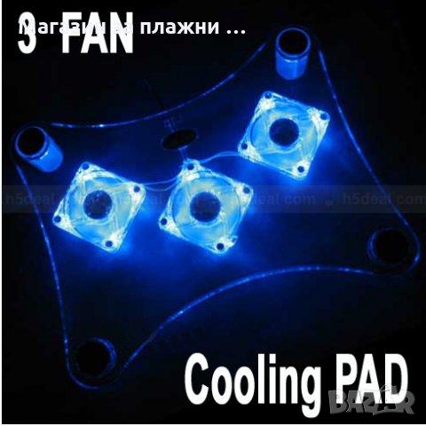 USB охладител за лаптоп с 3 неонови вентилатора Coolding Pad, снимка 7 - Лаптоп аксесоари - 28460270