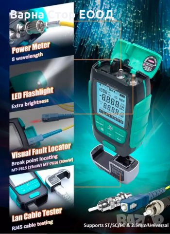 Измервател на оптична мощност Proskit Power Meter lan tester, снимка 3 - Други инструменти - 35652262