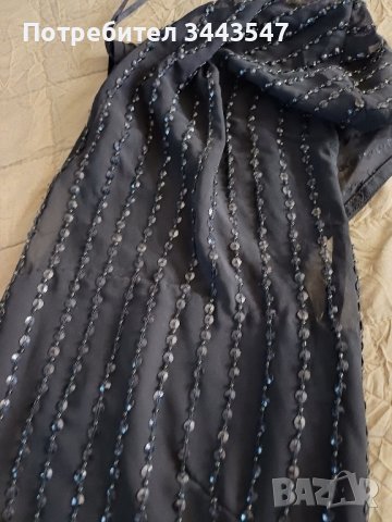 Дълга  елегантна рокля тъмносиня .Maрка МGO, снимка 6 - Рокли - 43255403