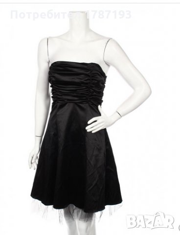 Черна рокля тип бюстие с тюл, снимка 1 - Рокли - 29073242