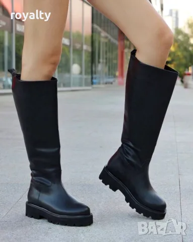 Равни ботуши - черна кожа