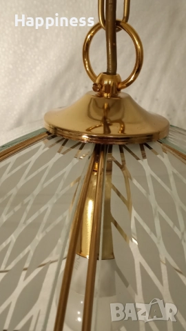 Абажур (Полилей) метален с 6 стъкла и Нова LED крушка Е27 9W 4000K, снимка 2 - Лампи за таван - 52304142