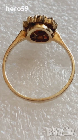 Дамски позлатен пръстен с гранати, материал сребро 925., снимка 4 - Пръстени - 51221571