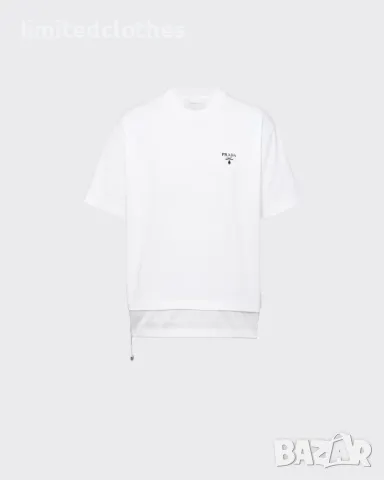 White Cotton and Re-Nylon Logo Print Мъжка Тениска size M, снимка 2 - Тениски - 48478425