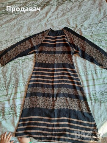 Рокля черно и кафяво, снимка 1
