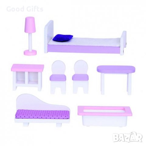 ДЪРВЕНА КЪЩА ЗА КУКЛИ С ОБЗАВЕЖДАНЕ ANNA, снимка 3 - Кукли - 38547502