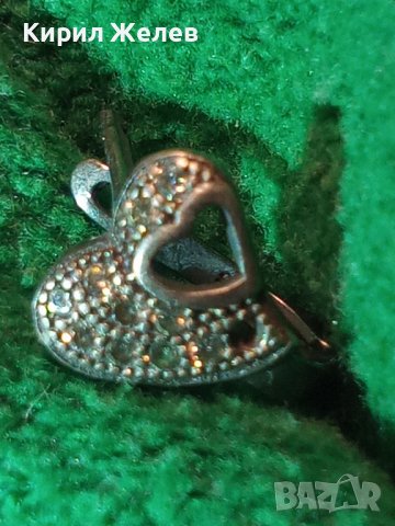 СТАРА АНГЛИЙСКА СЪРЦЕВИДНА СКЪПОЦЕННА АР ДЕКО ОБЕЦА ОКСИДИРАНО СРЕБРО 925 с ФАСЕТИРАНИ ЦИРКОНИ 32419, снимка 2 - Обеци - 38330616