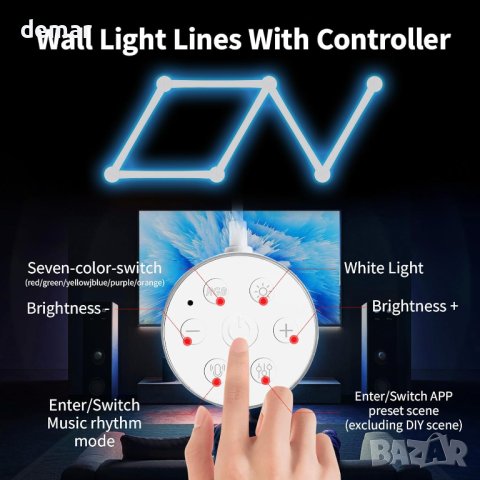 KOBAIBAN LED светлинни панели, смарт стенна лампа, 6 броя, снимка 3 - Лед осветление - 43570417