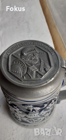 Колекционерска немска халба за бира с капак маркирана, снимка 4 - Антикварни и старинни предмети - 53335991