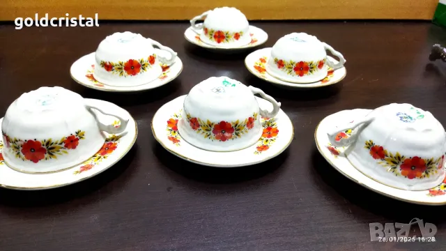 стар български порцелан чашки за кафе барок , снимка 2 - Антикварни и старинни предмети - 48841248