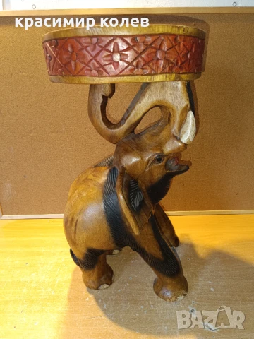 ръчно изработен дървен слон-столче, снимка 4 - Антикварни и старинни предмети - 51392517