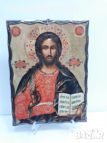 Голяма икона на Господ Вседържател Исус Христос - ръчна изработка, снимка 5 - Икони - 37640324