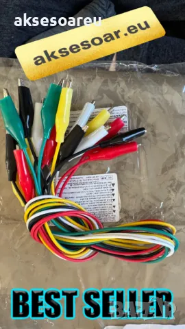 1 комплект 10 бр. електрически тестови кабели с двустранни щипки тип крокодил тестов държач 46 см, снимка 7 - Друга електроника - 50233291