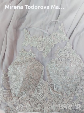 Абитуриентскa роклa.Коктейлна рокля от шифон с дължина до коляното и с пайети с А-силует. EU36 XS/S-, снимка 6 - Рокли - 36676206