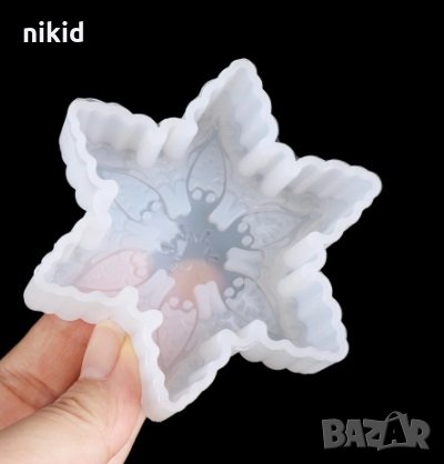 3d декорирана дълбока снежинка силиконов молд форма фондан шоколад гипс смола свещ декор сапун , снимка 4 - Форми - 35214386