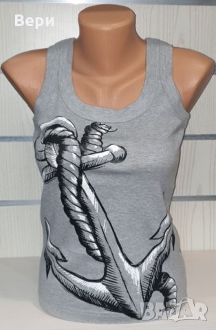 Нов дамски сив потник с трансферен печат Голяма котва, морски