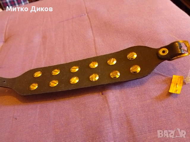 каишка за ръка с шипове 230 мм на 23 мм естествена кожа, снимка 3 - Други - 53566110