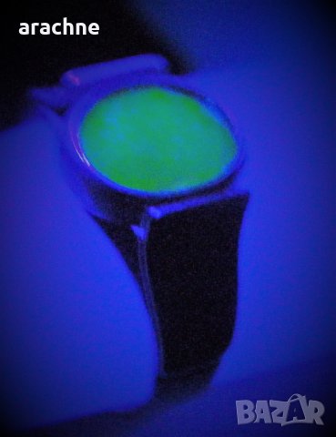 Рядък стар сребърен немски пръстен с флуоресциращ флуорит, снимка 2 - Пръстени - 36601529