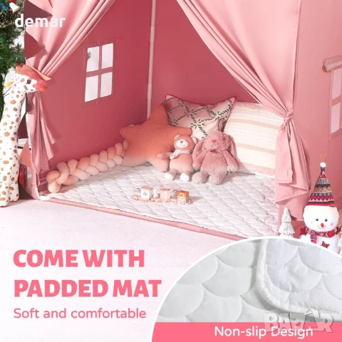 Детска палатка за игра: Розова къщичка с прозорец за деца, снимка 3 - Други - 51168681