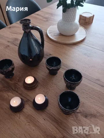 Сервиз за вино от седемдесетте плюс 3броя свещници , снимка 4 - Сервизи - 47593464