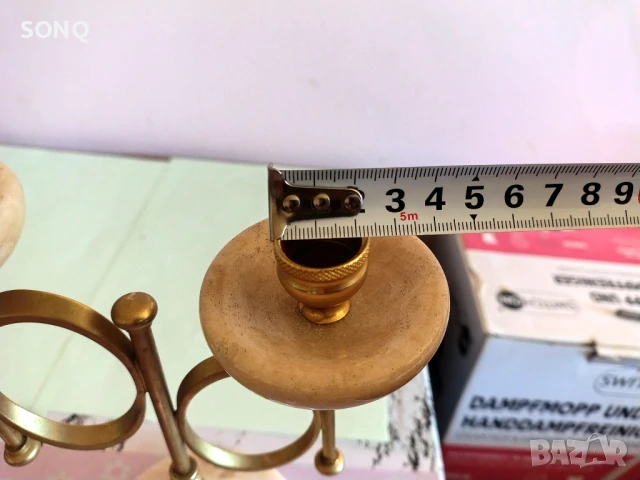 Страхотен Свещник Оникс И Позлата, снимка 7 - Антикварни и старинни предмети - 51155967