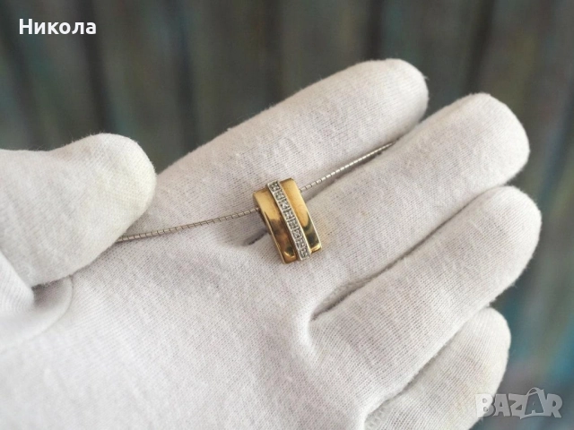 Винтидж златен медальон - 8к .333 с 8 диаманта, снимка 5 - Колиета, медальони, синджири - 52355581