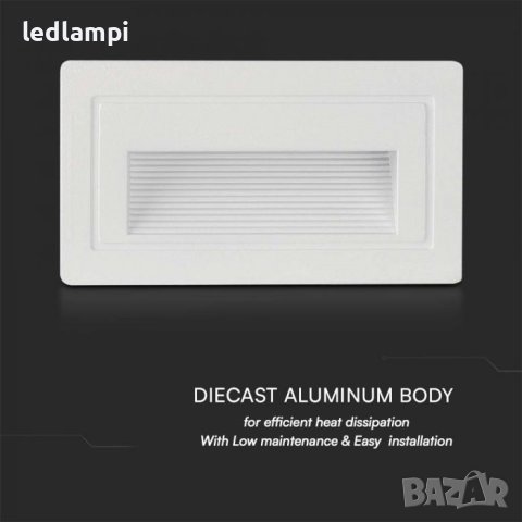 LED Осветление за стъпала 3W Топло Бяла Светлина 103x58x45, снимка 4 - Лампи за стена - 43504194