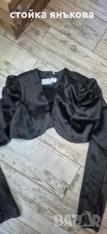 Сатенено черно болеро дълъг ръкав , снимка 3 - Сака - 49530546