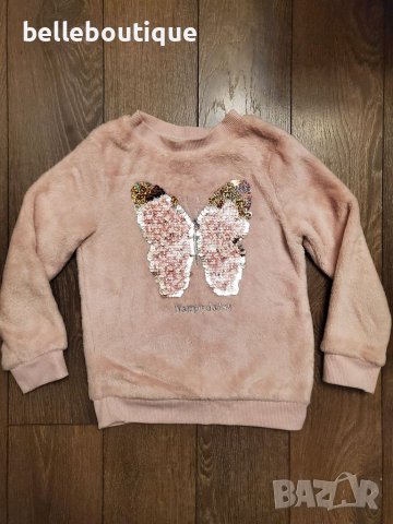 Страхотен изключително топъл бледо розов пуловер с пайети 104 см.