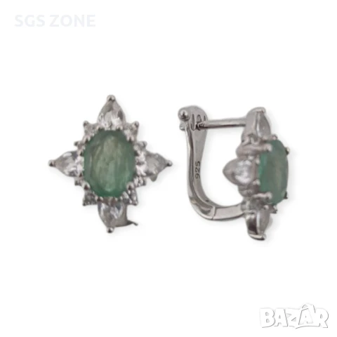 СРЕБЪРНИ ОБЕЦИ СЪС САПФИР, РУБИНИ ИЛИ ИЗУМРУД , снимка 3 - Обеци - 51104045