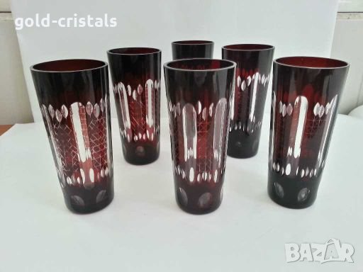 кристални чаши цветен червен кристал