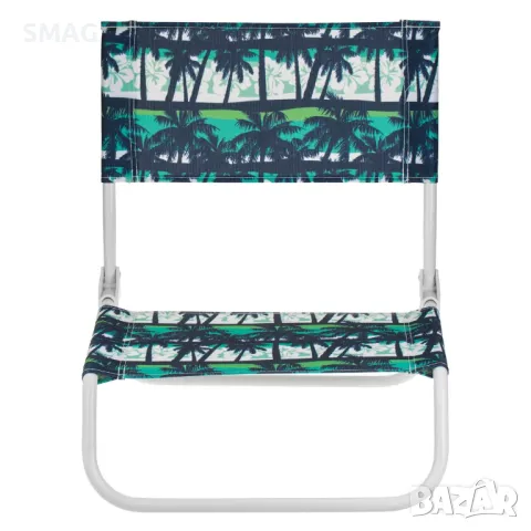 Бял сгъваем плажен стол с палми 45x41x50 см S_1248777, снимка 3 - Къмпинг мебели - 50045424