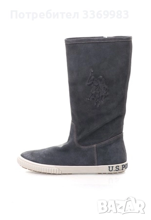 U.S. Polo Assn. Сиви велурени ботуши с лого
