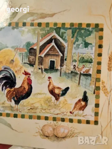 коркови подложки за чаши петел с кокошки 24/2