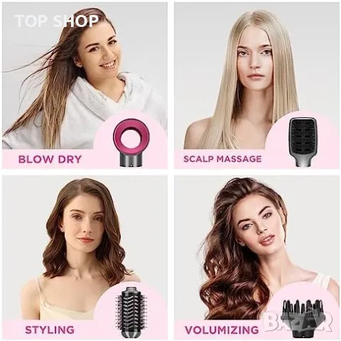 Нов комплект сешоар 4 в 1 стайлер с горещ въздух дифузер за коса жени прическа, снимка 3 - Сешоари - 49214961