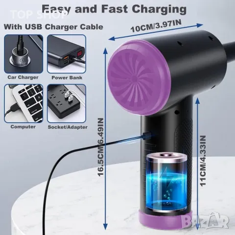 Електрически прахосмукачка и прахосмукачка Kingcenton 2-в-1, 3-скоростен комплект за почистване на к, снимка 3 - Прахосмукачки - 48818891