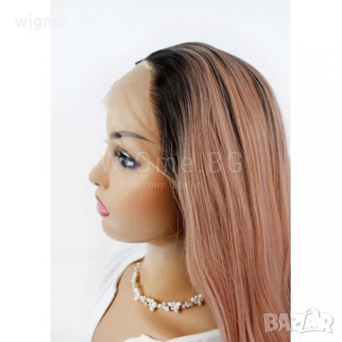 Дълга на вълни розова лейс фронт перука Аврил, снимка 8 - Аксесоари за коса - 27920357
