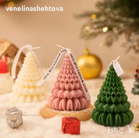 3D Коледна елха Силиконов молд форма за свещи гипс сапун смола КОД 4364, снимка 3 - Форми - 49458444