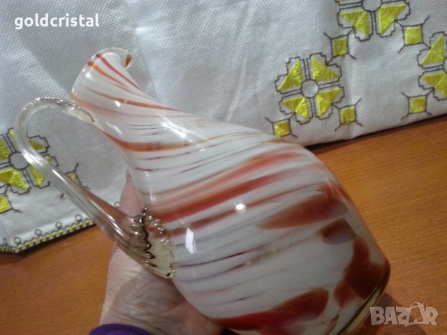 Стъклена кана тип Мурано , снимка 2 - Антикварни и старинни предмети - 43899488