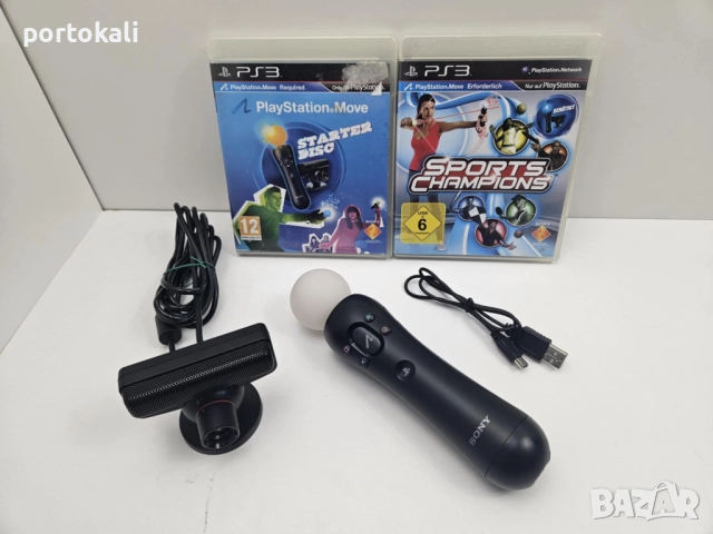 +Гаранция! PS3 Playstation 3 Motion Move Controller джойстик контролер + камера и игри