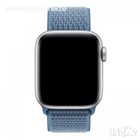 Текстилна каишка band за Apple Watch 7, 6, 5, 4, 3 - велкро син цвят, снимка 2 - Смарт часовници - 32356955