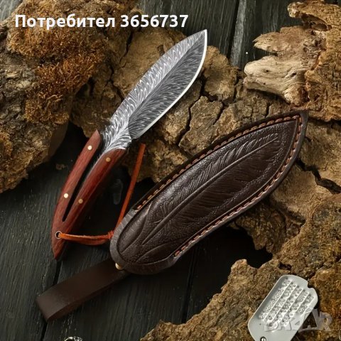 Швейцарски  многофункционален  ловен нож с шарка на пера, снимка 8 - Ножове - 43945223