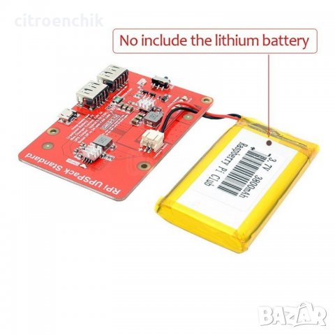 Raspberry Pi UPS Lithium Battery Board 3B 3B+ 4B, резервно захранване, снимка 1 - Друга електроника - 39929170