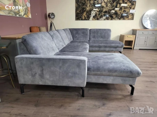 ПРОМОЦИЯ!!! П - образен ъглов диван от плат сив LS701521, снимка 6 - Дивани и мека мебел - 52826805